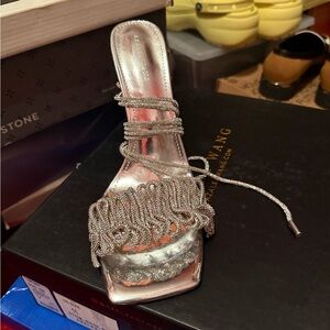 Silver Amina Muaddi Women's Shoes